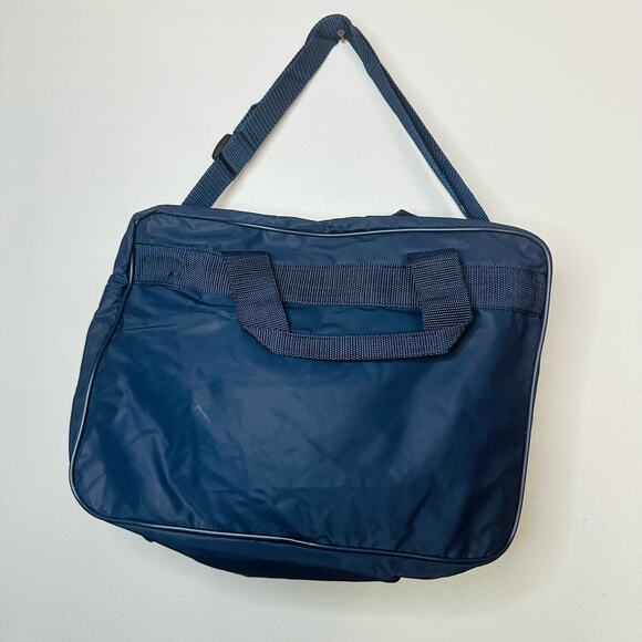 Vintage TWA GETAWAY Navy Blue Red Vinyl Carry On Travel Bag Shoulder Strap Bag - Picture 2 of 11